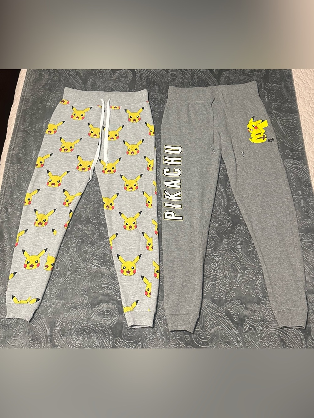 LOT of 2 Pokémon Pikachu Gray Sweatpants Joggers Women’s Size XS Extra Small